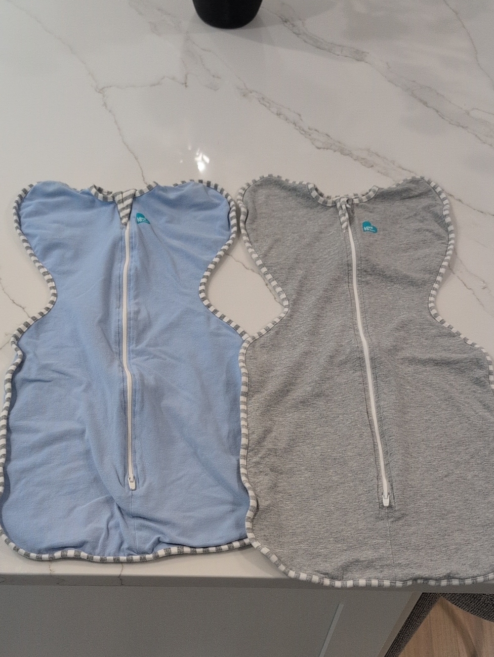 Love To Dream Baby Zip Swaddles - Light Blue & Heather Gray - Medium
